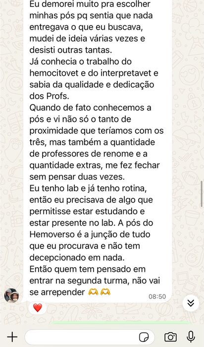 Depoimento de aluna da 1ª turma que tem laboratório próprio