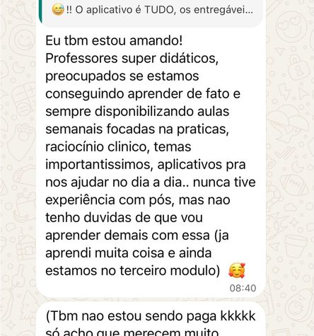 Depoimento de aluna da 1ª turma sobre os professores